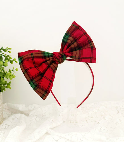 Red Sparkly Plaid Lux Headband