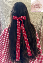 Load image into Gallery viewer, Peppermint Princess Bow (thin long tail)